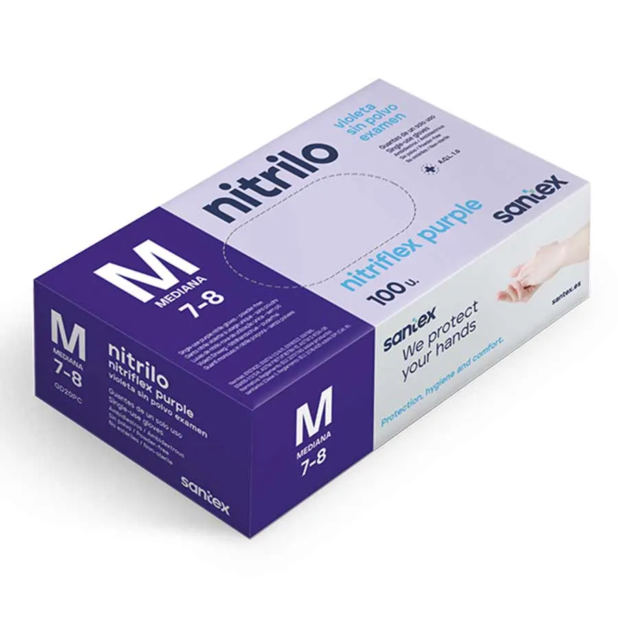 Guantes nitrilo morado sin polvo L Santex