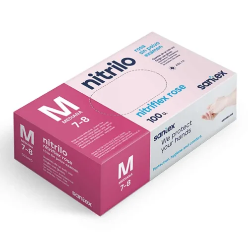Guantes nitrilo rosa sin polvo L Santex