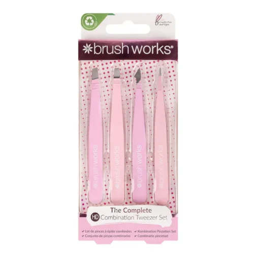 foto set de pinzas depilatorias rosa brushworks