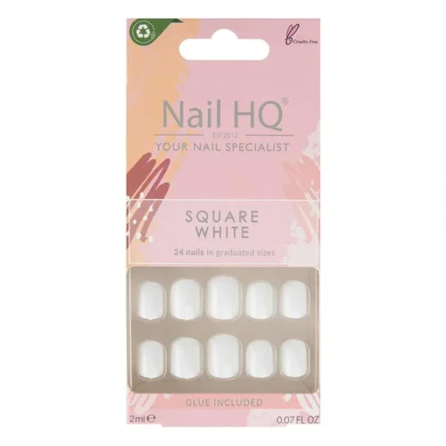 foto uñas postizas nail hq square white